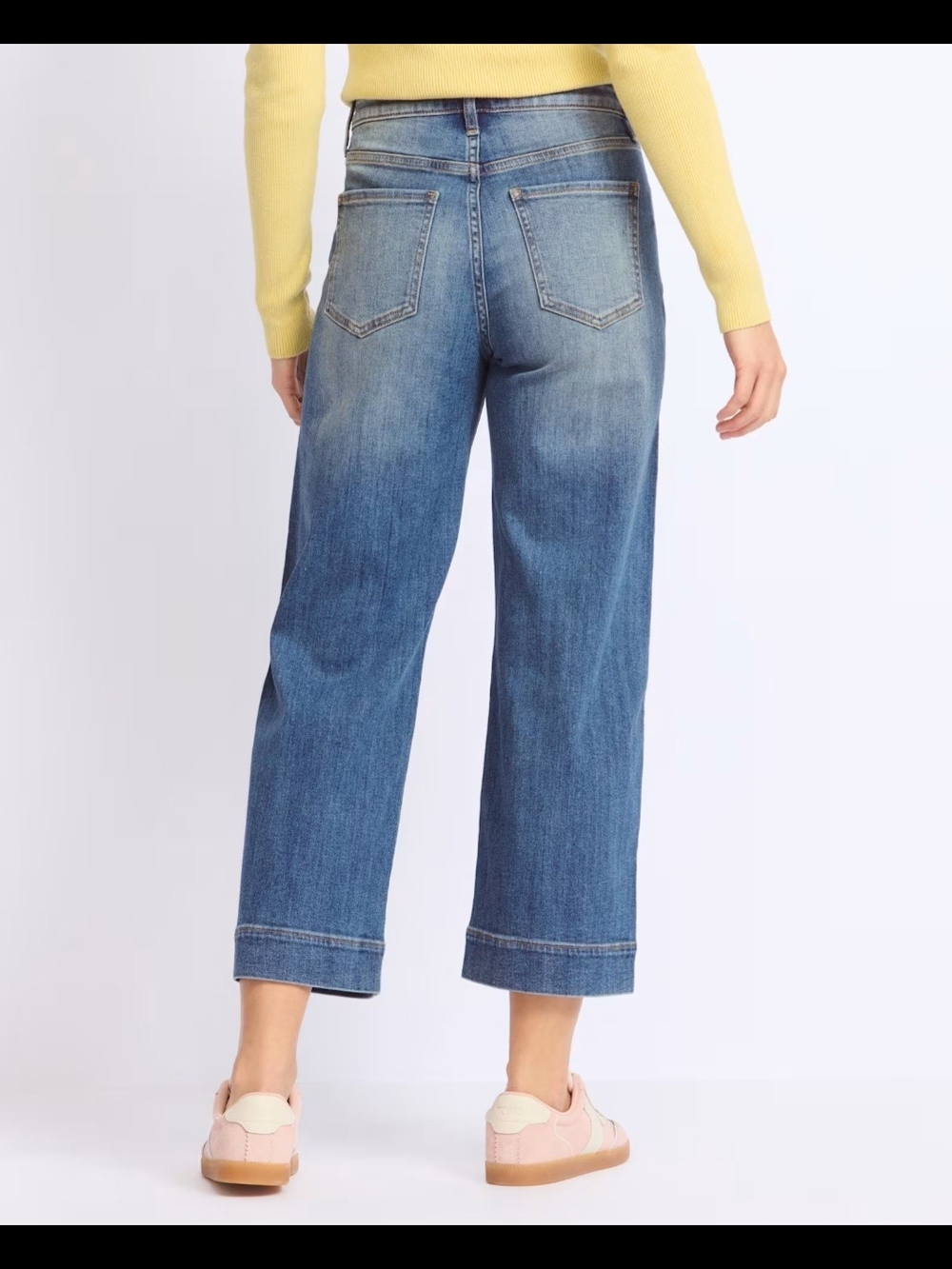 LOFT Cropped Wide-Leg Jeans in Mid Blue - Picture 2 of 9